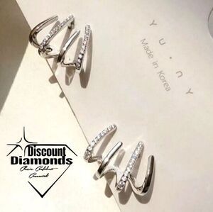 "Claw" Clear White Baguette Diamond Earrings on 925 Sterling Silver